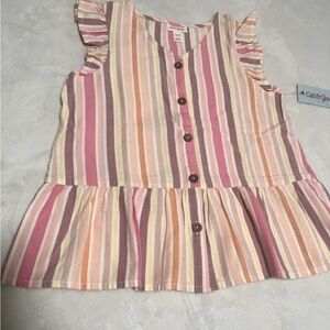 Cat & Jack Multicolor Striped Ruffle Top